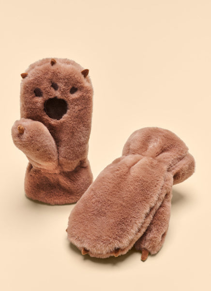 Powder Pals Mittens - Bear Paw, Chocolate