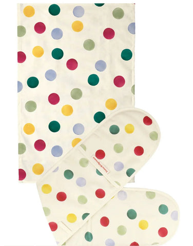 Emma Bridgewater Big Polka Dot Double Oven Glove & Tea Towel Set