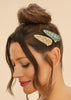 Powder Jewelled Hair Clips Tile & Wheat  (Set Of 2) - Sage & Teal