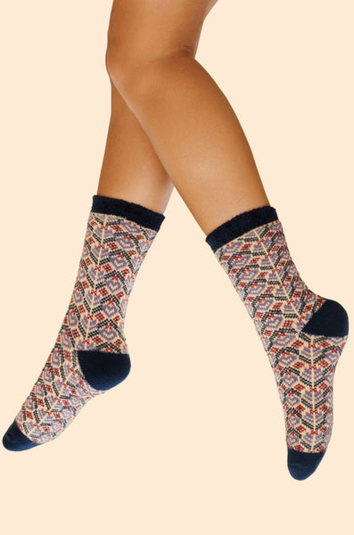 Powder Fair Isle Cosy Socks - Cream