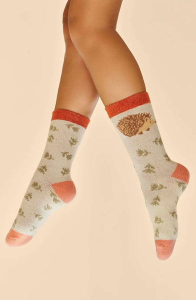 Powder Happy Hedgehog Cosy Socks - Cream