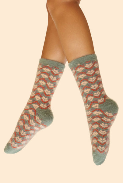 Powder Fuzzy Slipper Socks - Teal