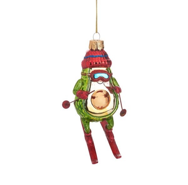 Sass & Belle Festive Skiing Avo Shaped Bauble