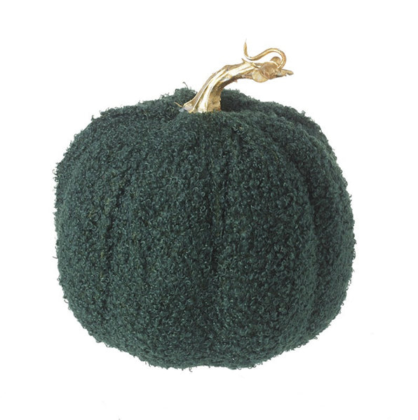 Green Fabric Pumpkin With Gold Stalk - Large