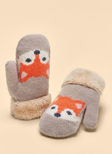 Powder Kids Knitted Mittens - Fox