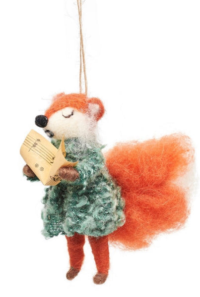 Sass & Belle Carolling Fox Felt Decoration