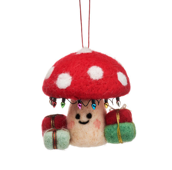 Sass & Belle Mushroom With Presents Hanging Decoration