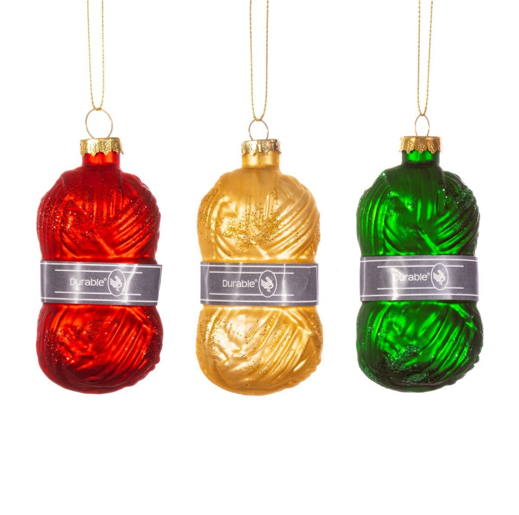 Sass & Belle Knitting Wool Shaped Bauble - Set Of 3