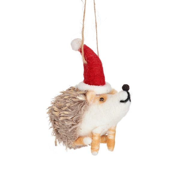 Sass & Belle Hedgehog In Santa Hat Felt Decoration