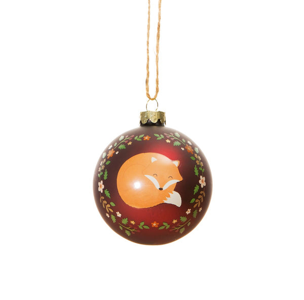 Woodland Fox Glass Bauble