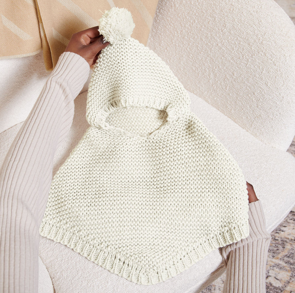 Katie Loxton Knitted Baby Poncho - White