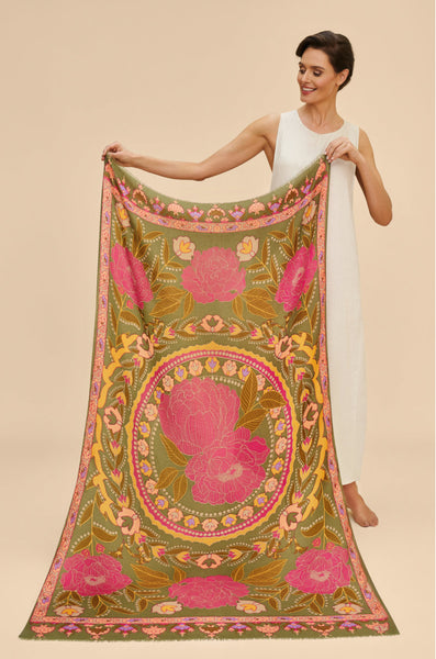 Powder Printed Folk Floral Roses Scarf