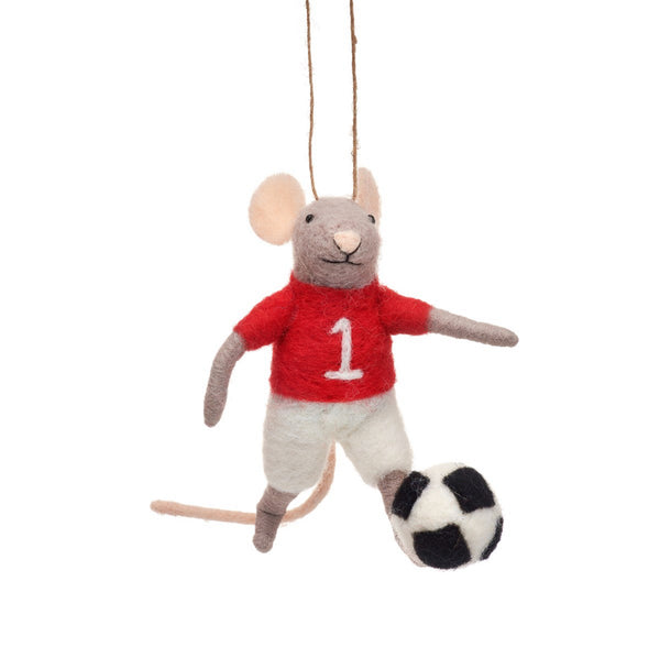 Sass & Belle Football Mouse Hanging Decoration