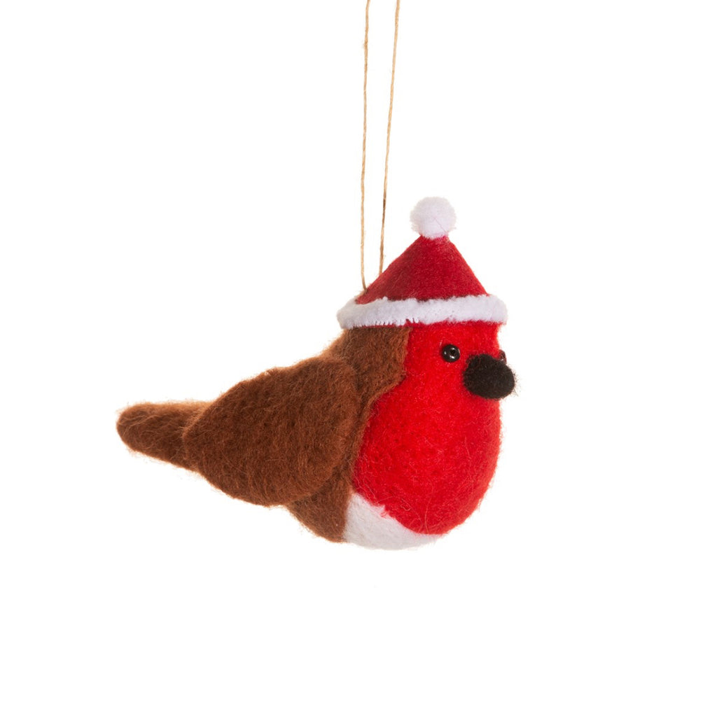 Festive Robin Felt Hanging Decoration