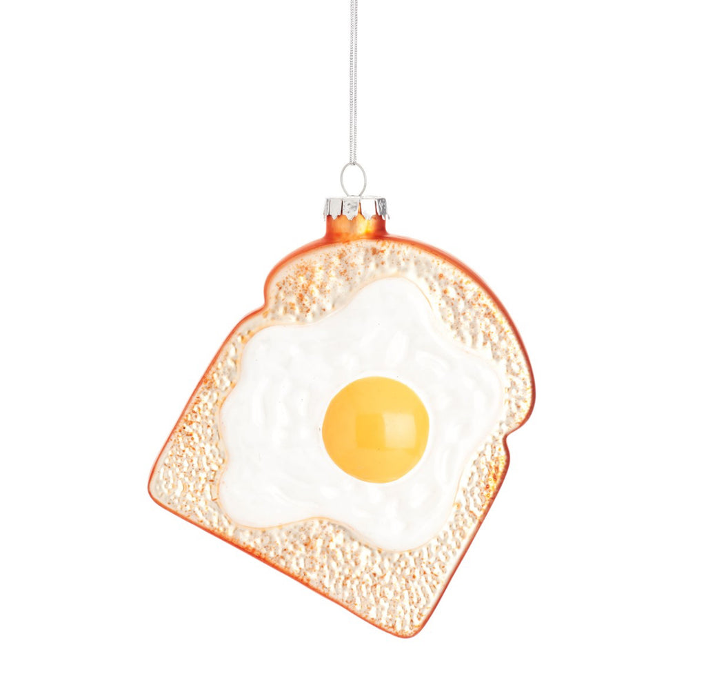 Sass & Belle Fried Egg On Toast Shaped Bauble