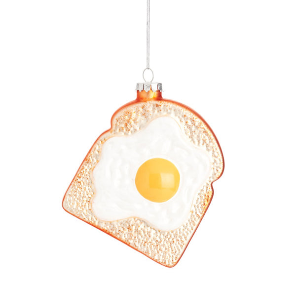 Sass & Belle Fried Egg On Toast Shaped Bauble