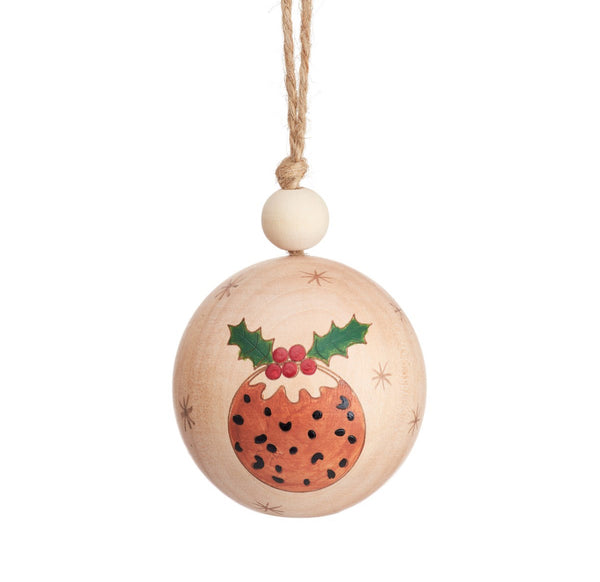 Sass & Belle Wooden Christmas Pudding Bauble