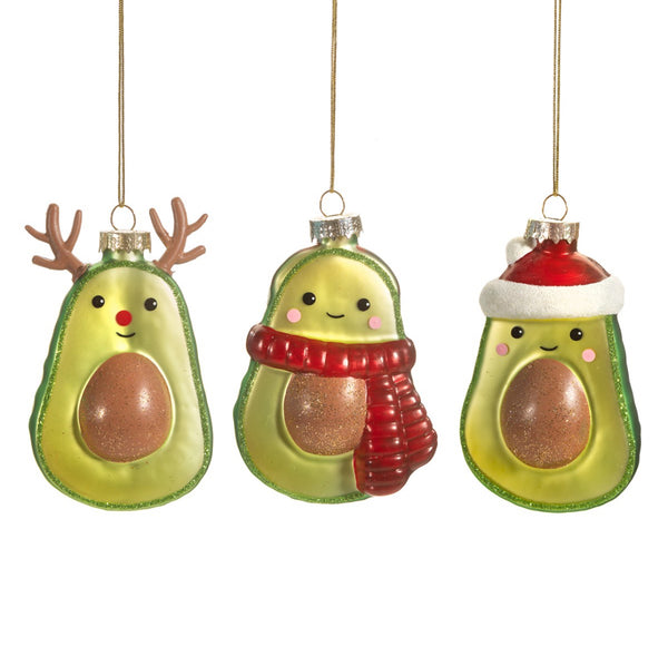 Festive Avocado Shaped Bauble - Assorted