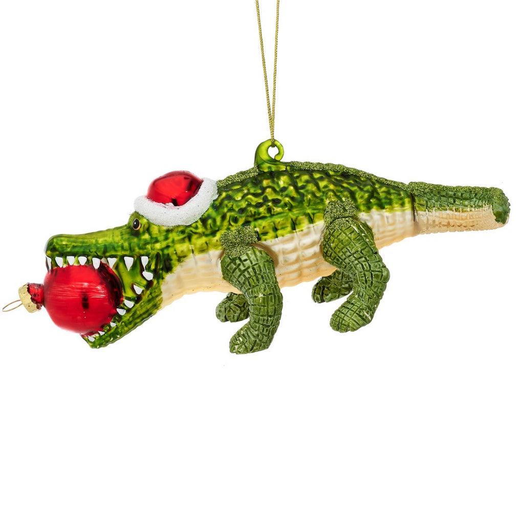 Sass & Belle Jungle Fun Santa Alligator Shaped Bauble