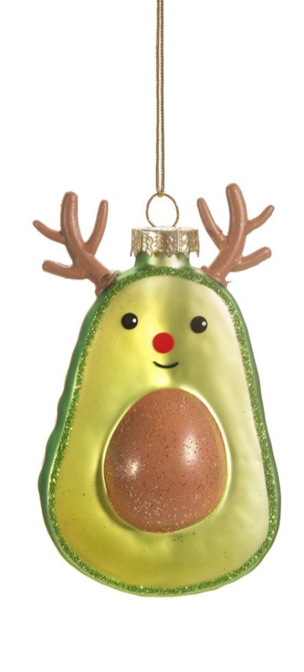 Festive Avocado Shaped Bauble - Assorted