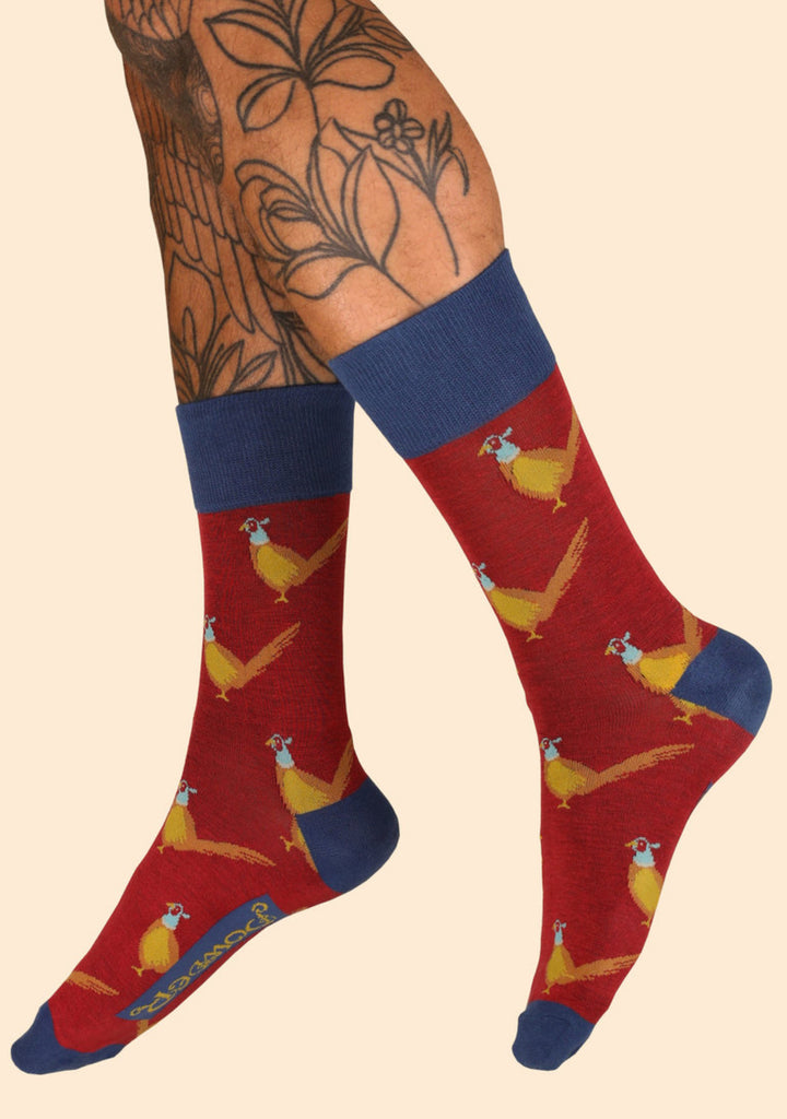 Powder Men's Pheasants Socks - Raspberry