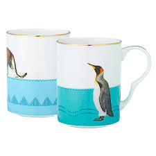 Yvonne Ellen Cheetah & Penguin Mugs - Set Of Two (Boxed)