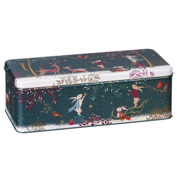 Sara Miller Woodland Tales Christmas Long Deep Rectangular Tin