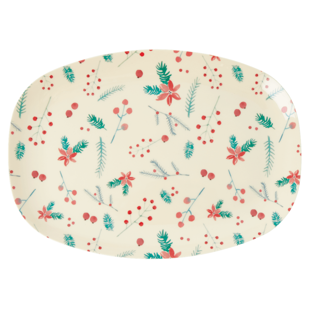 Rice Rectangular Melamine Plate - Poinsettia