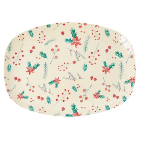 Rice Rectangular Melamine Plate - Poinsettia