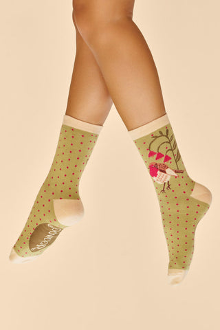 Powder Powder Rosy Robin Ankle Socks