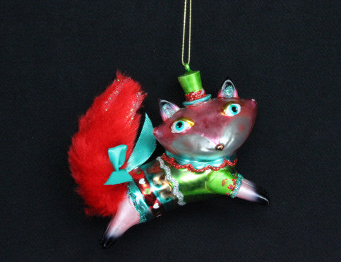 Painted Glass Fox Tree Decoration