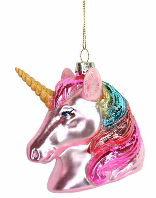 Glass Painted Unicorn Head Decoration