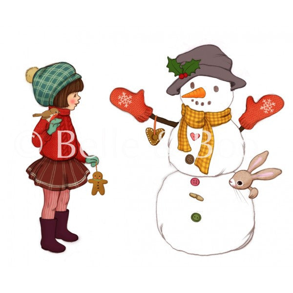 Belle & Boo Build a Snowman Wall Sticker