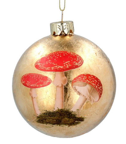 Gisela Graham Gold Leaf Toadstool Bauble